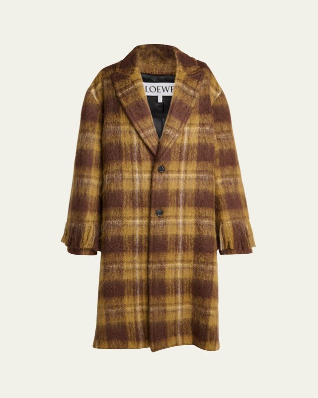 Plaid Oversized Alpaca-Wool Coat